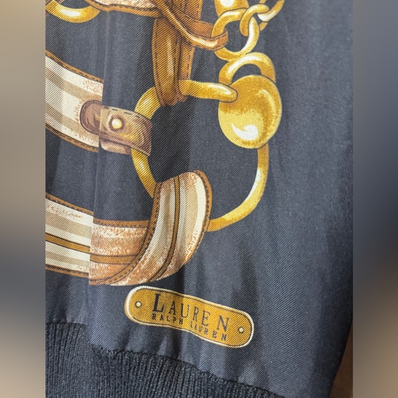 Lauren Ralph Lauren silk & cashmere equestrian print cardigan black - Picture 5 of 8